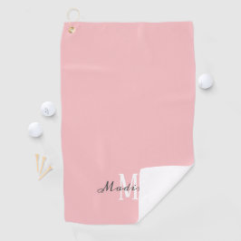 Toalla De Golf Nombre de monograma de guión rosa de Rubor de Lady