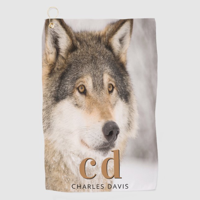 Toalla De Golf Nombre de monograma de la vida silvestre de la car (Anverso)