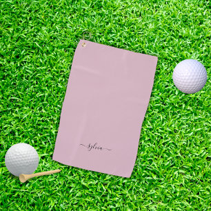 Toalla De Golf Nombre de monograma de Rubor Dusty Rosa Pink Moder