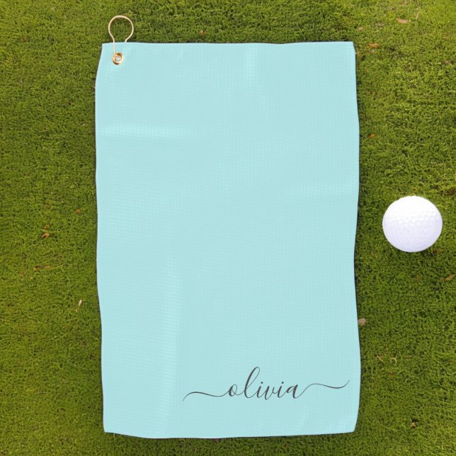 Toalla De Golf Nombre de Monograma del Guión Azul Verde azulado M (Subido por el creador)