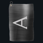 Toalla De Golf Nombre de monograma del Relieve metalizado metálic<br><div class="desc">Relieve metalizado Metálico De Faux Negro Acero Inoxidable Elegante Toalla De Golf Chica. Esta toalla de club de golf puede ser personalizada para incluir tu nombre inicial y de pila,  y es un regalo perfecto para cumpleaños o soltera. Póngase en contacto con el diseñador para obtener elementos coincidentes.</div>