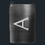 Toalla De Golf Nombre de monograma del Relieve metalizado metálic<br><div class="desc">Relieve metalizado Metálico De Faux Negro Acero Inoxidable Elegante Toalla De Golf Chica. Esta toalla de club de golf puede ser personalizada para incluir tu nombre inicial y de pila,  y es un regalo perfecto para cumpleaños o soltera. Póngase en contacto con el diseñador para obtener elementos coincidentes.</div>