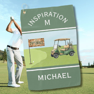Toalla De Golf Nombre de monograma divertido inspirador para el 1
