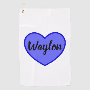 Toalla De Golf Nombre De Waylon En Corazón Azul,
