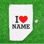 Toalla De Golf Nombre del corazón<br><div class="desc">Escriba el nombre o texto deseado en la sección de nombres.</div>