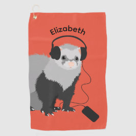 Toalla De Golf Nombre del Ferret del amante de la música