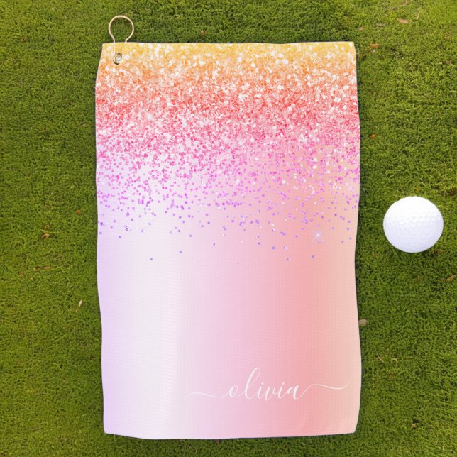 Toalla De Golf Nombre del Monograma Metalizado del Purpurina Rain (Subido por el creador)