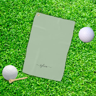 Toalla De Golf Nombre del monograma moderno verde de Rubor Dusty