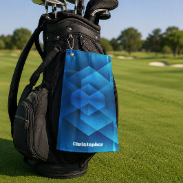 Toalla De Golf Nombre Geométrico Azul Moderno