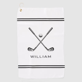 Toalla De Golf Nombre personalizado Bandas blancas estilo