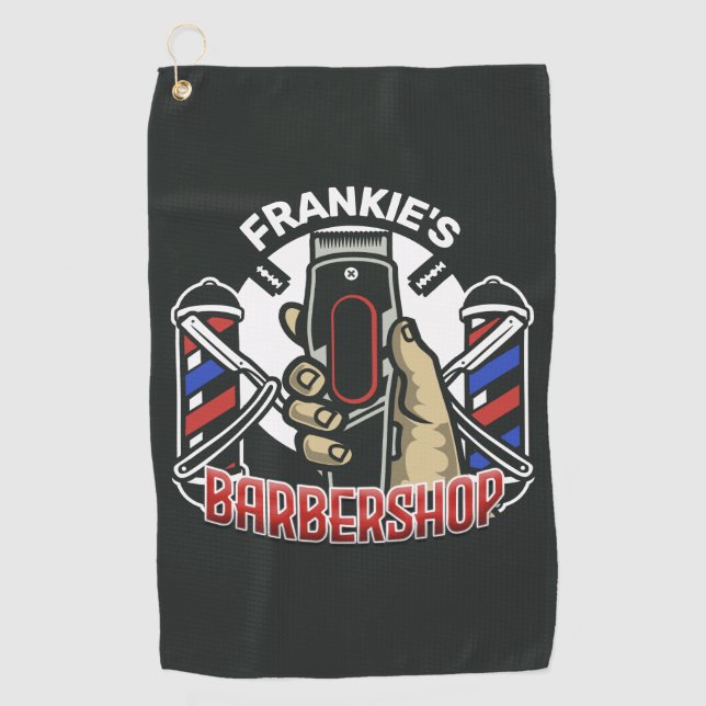 Toalla De Golf NOMBRE personalizado Barbería de retro de barbería (Anverso)