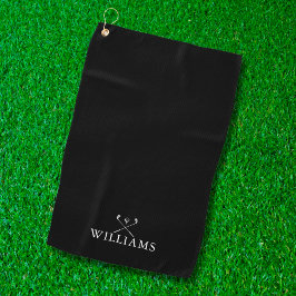 Toalla De Golf Nombre Personalizado Clubes De Golf Negro Y Blanco