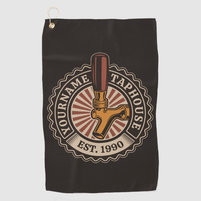 Toalla De Golf NOMBRE Personalizado Craft Beer Taphouse Brewery B (Anverso)