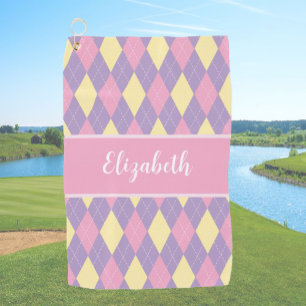 Toalla De Golf Nombre personalizado de estilo de argyle de color 