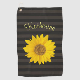 Toalla De Golf Nombre personalizado de girasol amarillo tachado