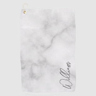 Toalla De Golf Nombre personalizado de guión moderno de mármol bl