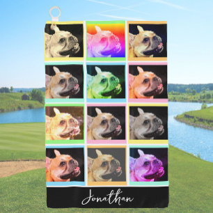 Toalla De Golf Nombre personalizado de la cuadrícula de retrato m