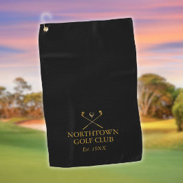 Toalla De Golf Nombre Personalizado Del Club De Golf Negro Y Oro