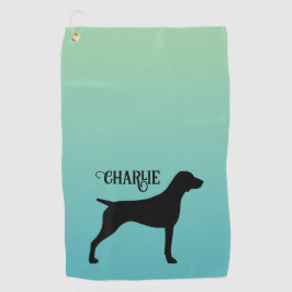 Toalla De Golf Nombre personalizado del puntero Silhouette alemán