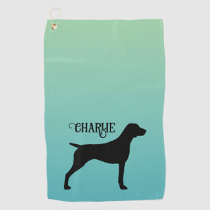 Toalla De Golf Nombre personalizado del puntero Silhouette alemán