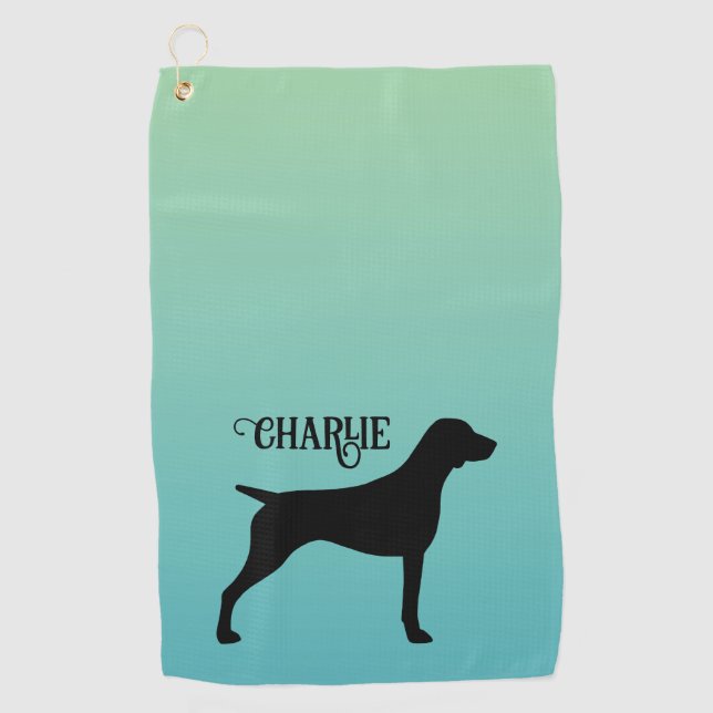 Toalla De Golf Nombre personalizado del puntero Silhouette alemán (Anverso)