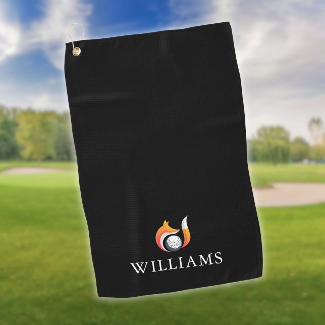 Toalla De Golf Nombre Personalizado Estilo Fox Y Ball (Personalized Name Stylish Fox And Ball Golf Towel)