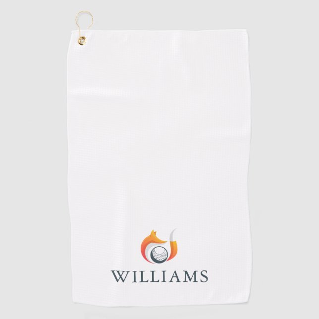 Toalla De Golf Nombre Personalizado Fox Y Ball Modernos (Anverso)