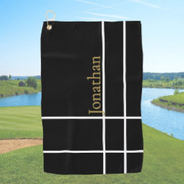 Toalla De Golf Nombre personalizado minimalista de oro negro mode