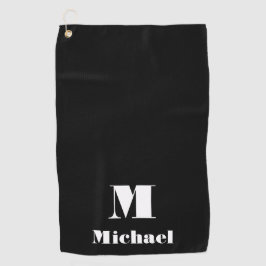 Toalla De Golf Nombre personalizado moderno color sólido inicial