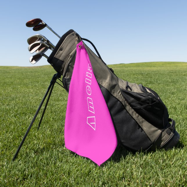 Toalla De Golf Nombre personalizado Simple Hot Pink (Verde)
