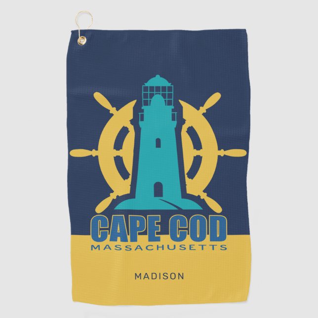 Toalla De Golf Nombre personalizado / Texto Cape Cod Massachusett (Anverso)