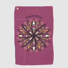 Toalla De Golf Nombre psicodélico Flor de arte con mirada inquiet