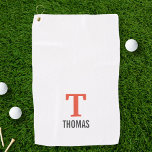 Toalla De Golf Nombre simple y monograma inicial personalizado<br><div class="desc">Crea un regalo especial para papá o abuelo personalizado con un clásico minimalista monograma inicial y nombre en cualquier tipo de letra o color que quieras. Utilice las herramientas de diseño para editar el texto o cargar sus propias fotos para diseñar un regalo completamente único para su golfista favorito. El...</div>