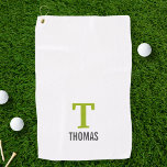 Toalla De Golf Nombre simple y monograma inicial personalizado<br><div class="desc">Crea un regalo especial para papá o abuelo personalizado con un clásico minimalista monograma inicial y nombre en cualquier tipo de letra o color que quieras. Utilice las herramientas de diseño para editar el texto o cargar sus propias fotos para diseñar un regalo completamente único para su golfista favorito. El...</div>