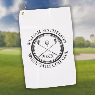 Toalla De Golf Nombre y fecha del club de golf personalizado