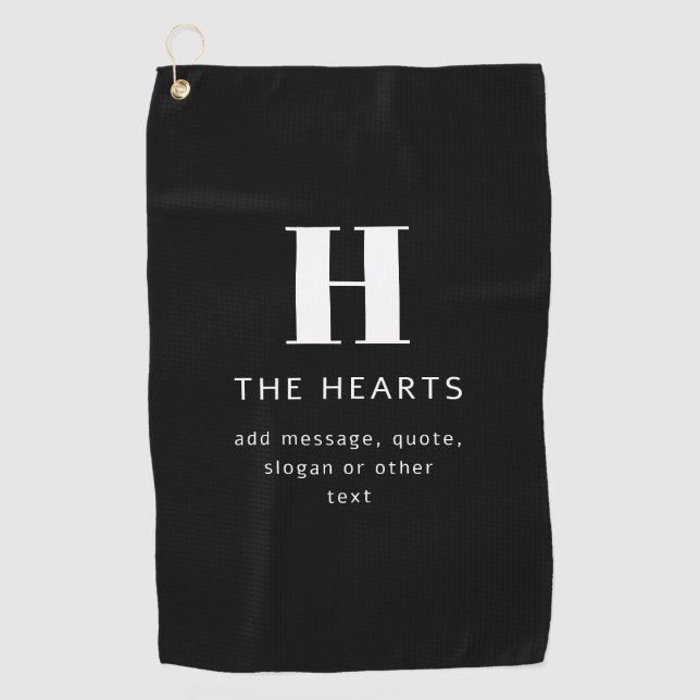 Toalla De Golf Nombre y mensaje de monograma moderno editable | N (Anverso)