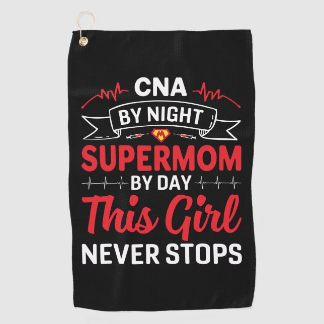Toalla De Golf Nurs Gift CNA De Noche Supermom (Anverso)