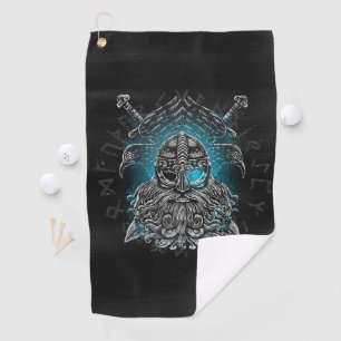Toalla De Golf Odin Cuervos y Espadas Ojo Luminoso Azul dios nórd