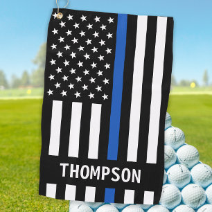 Toalla De Golf Oficial de policía Nombre personalizado Línea Azul