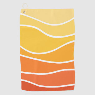 Toalla De Golf Ondas de estilo retro amarillo y naranja