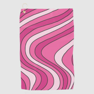 Toalla De Golf Ondas de estilo retro rosa