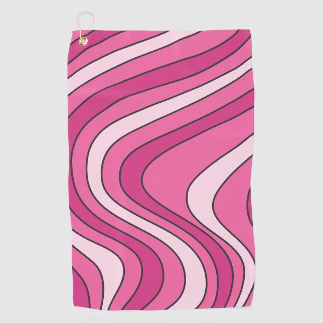 Toalla De Golf Ondas de estilo retro rosa (Anverso)