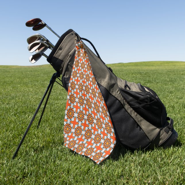 Toalla De Golf Orange, blue and white geometric patterned (Verde)