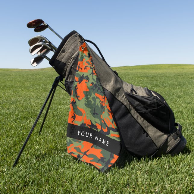 Toalla De Golf Orange Camouflage Pattern, Your name, Personalize (Verde)