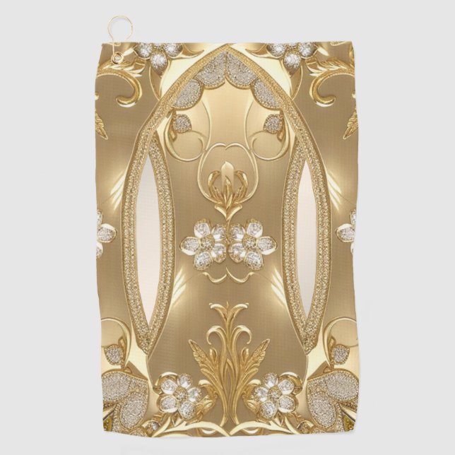 Toalla de Golf Ornate Floral Gold (Anverso)