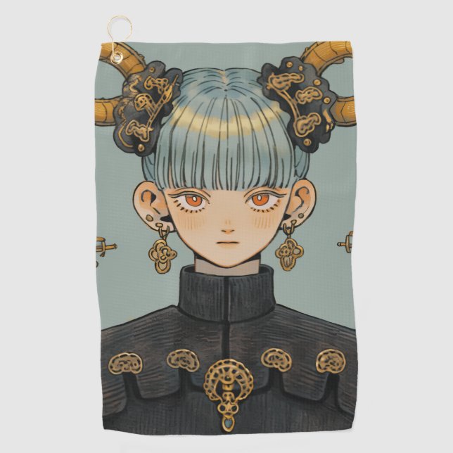 Toalla De Golf Ornate Steampunk Fantasy Anime Chica (Anverso)