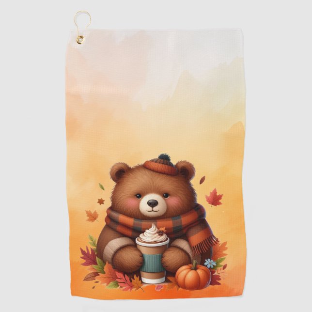 Toalla De Golf Oso de otoño rústico/vintage (Anverso)