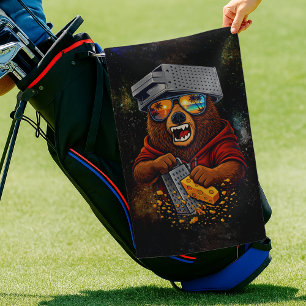 Toalla De Golf Oso Retro Con Sombrero Rallador De Queso Y Gafas D