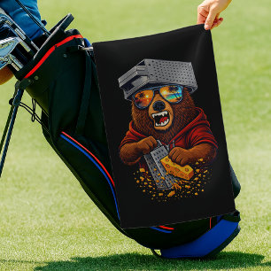 Toalla De Golf Oso Retro Con Sombrero Rallador De Queso Y Gafas D