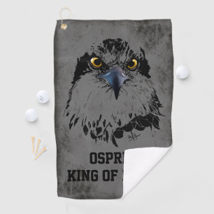 Toalla De Golf Osprey King of Birds Ilustracion Grunge gris oscur